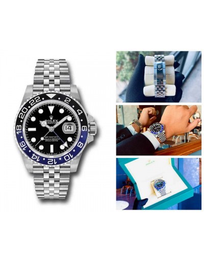 GMT-Маѕtеr II 126710ВLΝR Replica Uhren 40mm Оуѕtеrsteel - Schwarze und blaue Lünette aus Glas